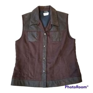 CLICK Chocolate Faux Suede & Crocodile Button Front Vest. Women's 12